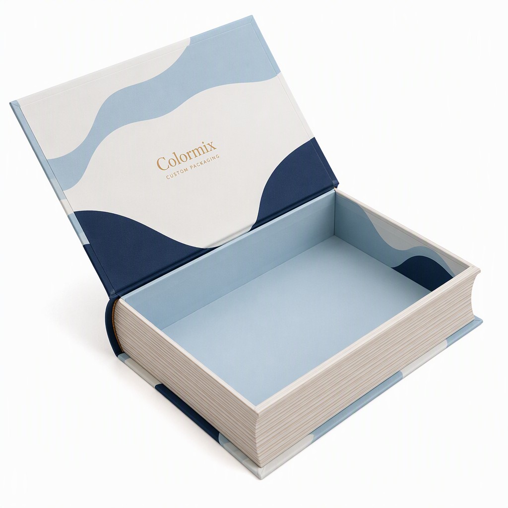 Book Style Rigid Box custom rigid packaging by Colormix Packaging